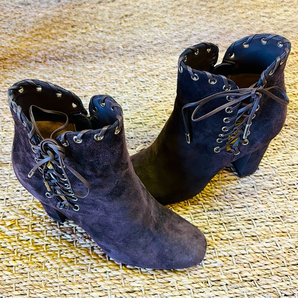 SALVATORE FERRAGAMO. Women’s Brown Suede Ankle Heeled Boots - Picture 6 of 6